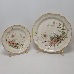 Mikasa Field Bouquet Daisy Floral Garden Club Line Dinner & Salad Plates 2 Pcs